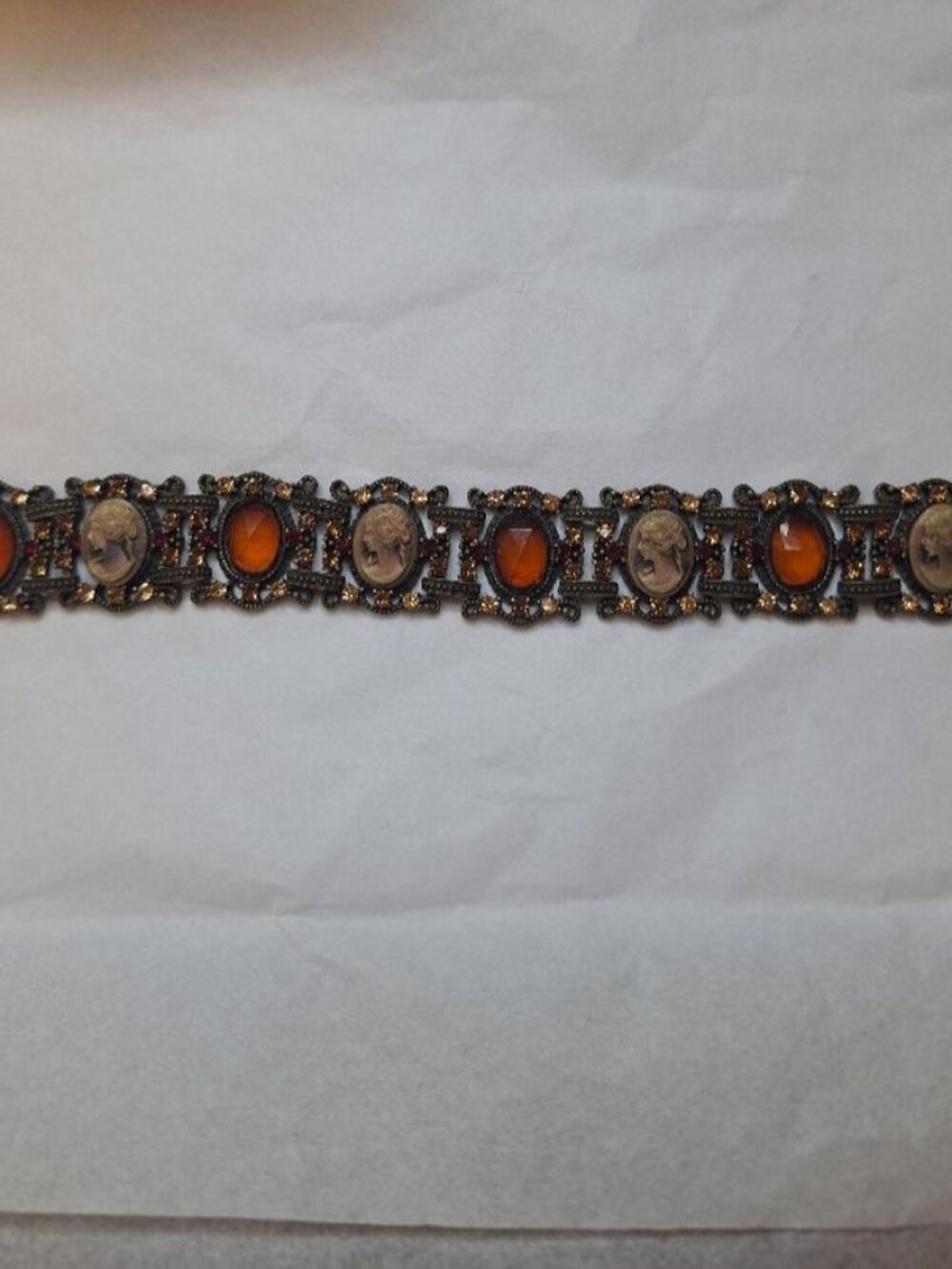 Victorian Style Cameo & Crystal Bracelet
